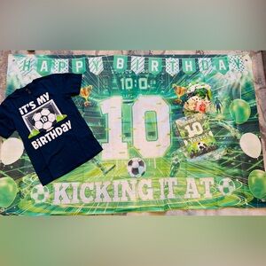Gildan Birthday Soccer Party Set - Navy, Green, White 10 years old